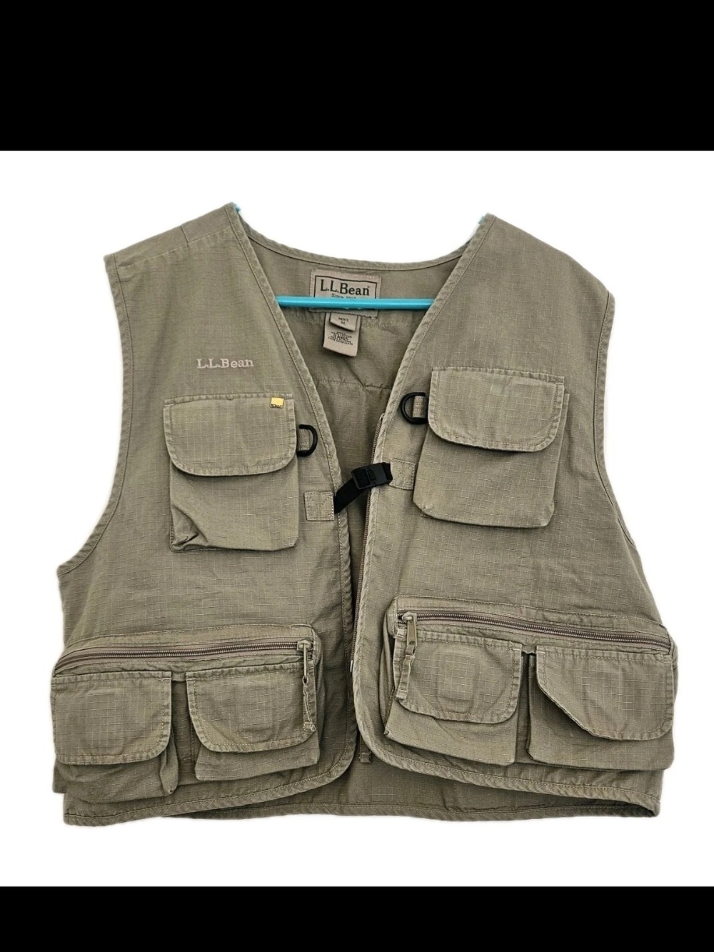 L.L.Bean Men’s Fishing Vest – Medium Regular – 100% Cotton Canvas – Khaki/Tan